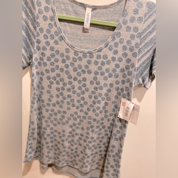 LuLaRoe, Size Small, Blue/Gray, Stipes & Dots Classic Tee - NWT - Picture 4 of 8